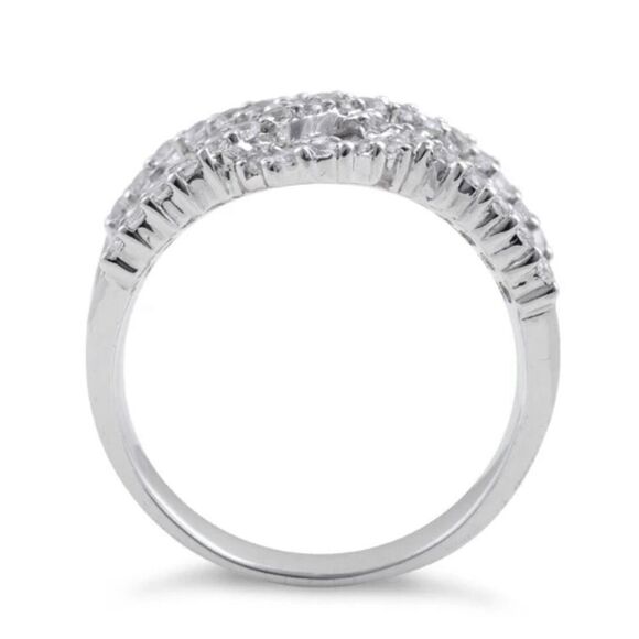 Sterling Silver Elegant Wave Pattern Clear CZ Ring New - Picture 3 of 4